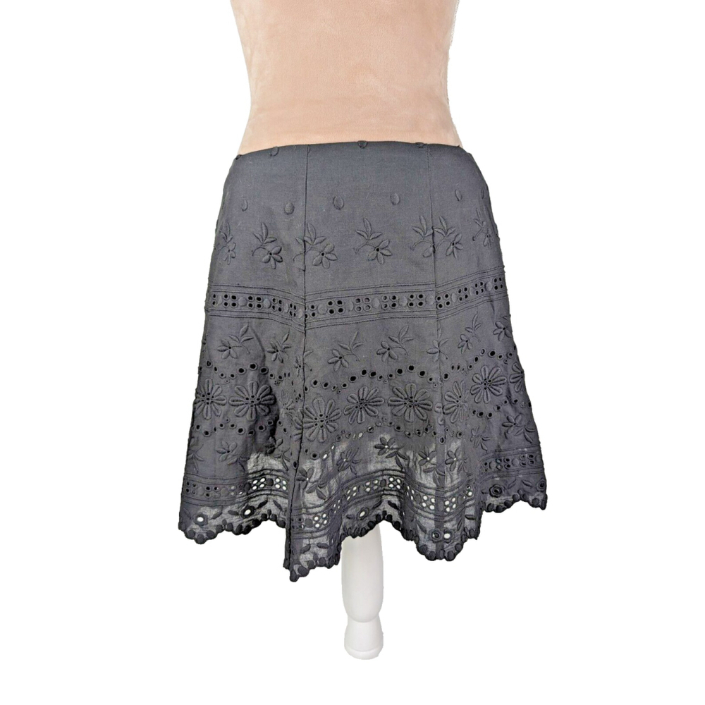 Love Shack Fancy Mini Skirt Black Lace Embroidered Eyelet Size Medium